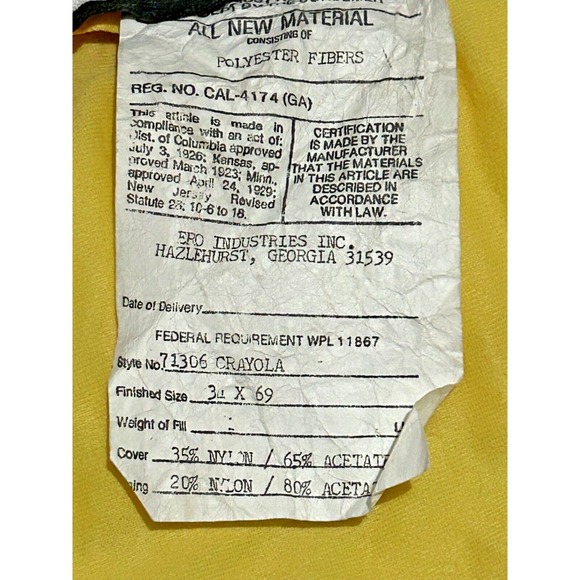 Vintage Crayola Crayons Sleeping Bag Binney & Smith Yellow Box 24 Count Design - Picture 4 of 16